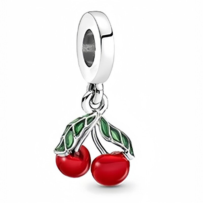 Panjia S925 Silver Cherry Pendant DIY Bracelet Accessories Fashionable Versatile Beaded Jewelry Charm