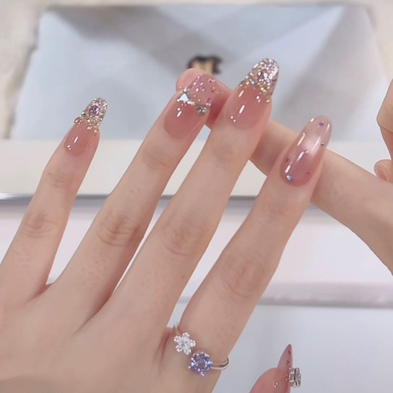 【Sweetheart Princess】Handmade Wearable Nails with a High-End Look, Light Pink Cat Eye Bowknot Wearable Nail Tips
