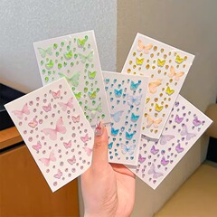 网红眼妆薄纱蝴蝶贴脸饰品儿童表演舞台妆仙子立体脸贴纸钻演唱会