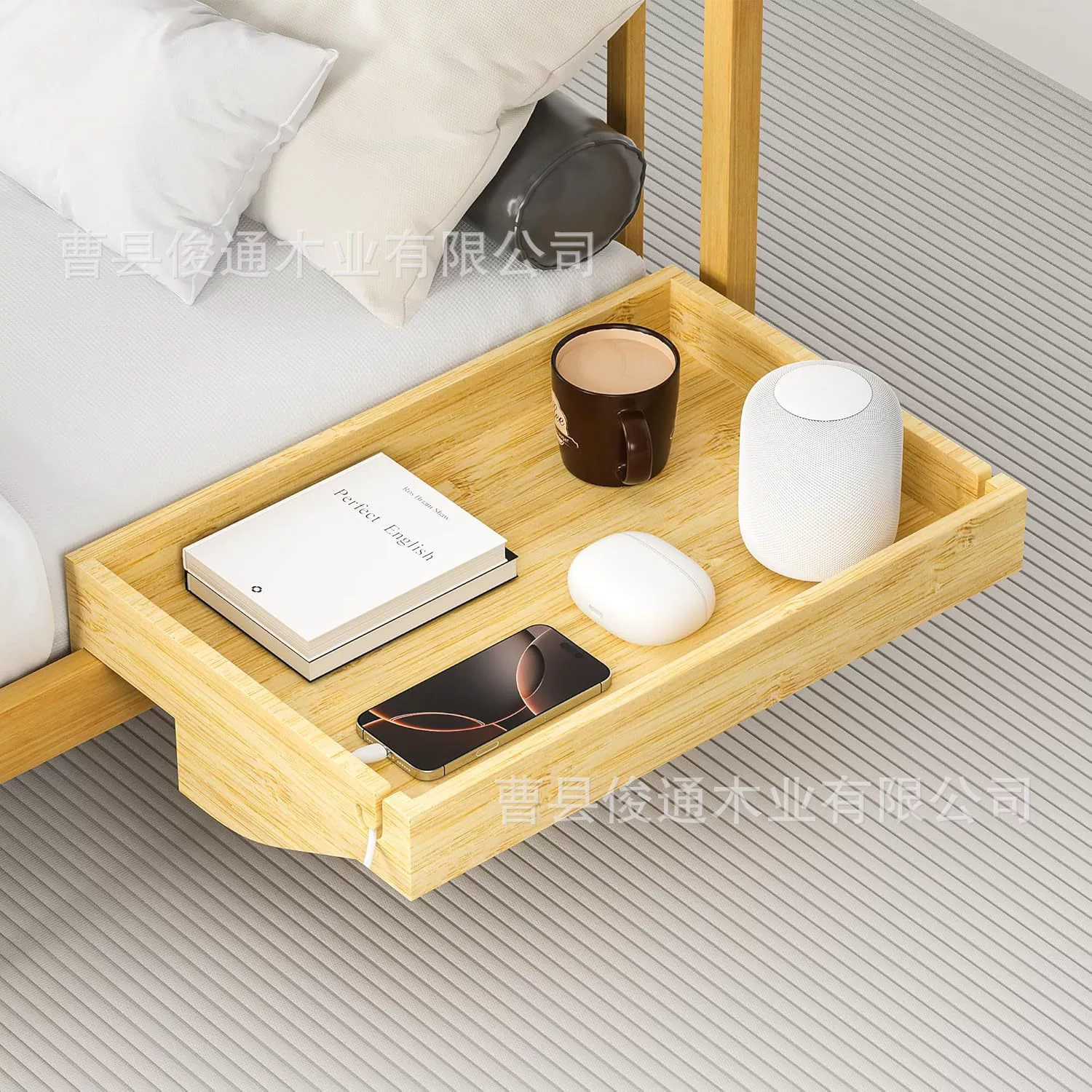 Поднос для хранения на стороне бамбуковой кровати поднос для спальни подвесной стол
