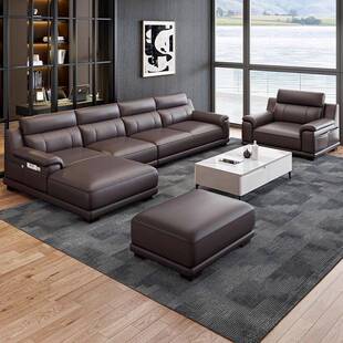2025 New Modern Simple Genuine Leather Sofa L-Shaped Home Living Room Light Luxury Designer Sofa
