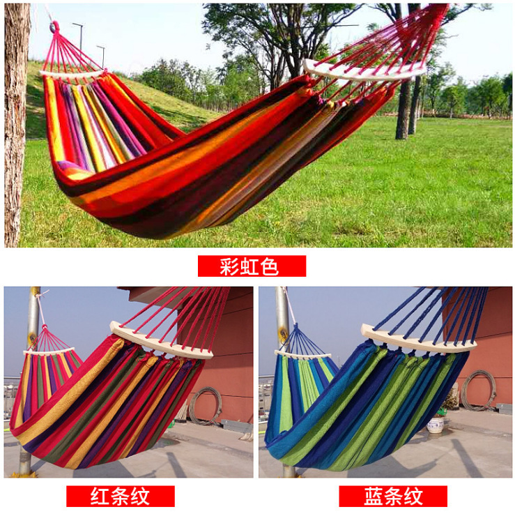 Fuhua lienzo transfronterizo arco iris hamaca anti-rollback swing simple doble hamaca al aire libre camping con patos doblados