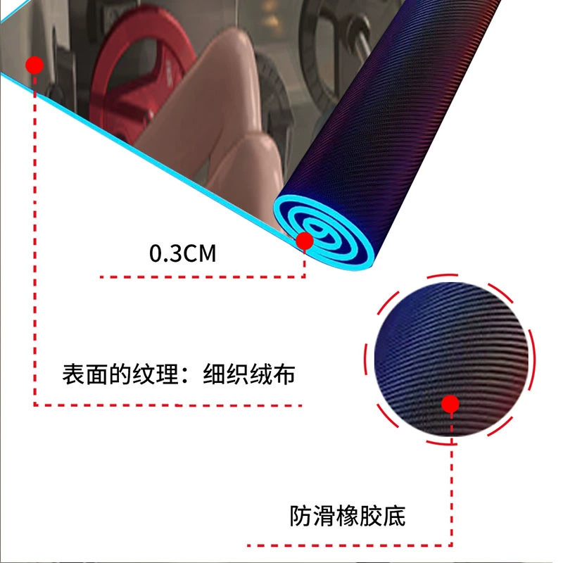 Аниме сексуальная богиня фитнес, коврик для мыши RGB с подсветкой и беспроводной зарядкой, утолщённый коврик с противоскользящими зафиксированными краями для клавиатуры