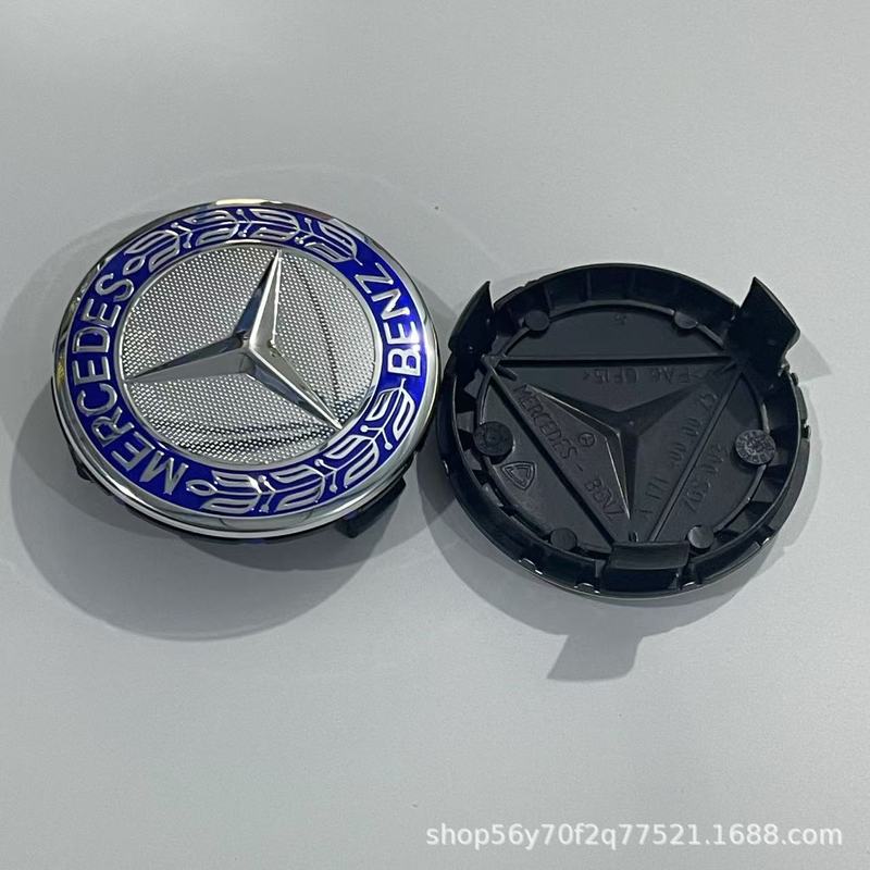 メルセデスベンツ ホイールキャップ ウィート 新型 Cクラス Eクラス Sクラス GLC 全車種 ブラック ダークブルー ホイールロゴ 75mm に適しています。|undefined