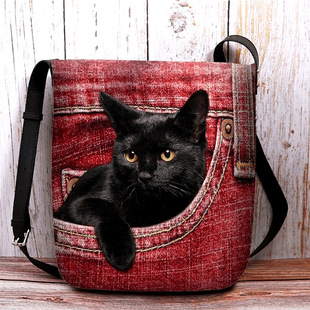 E 67419 Cat print fluffy crossbody bag ؈��ӡ��ֲ�qб���