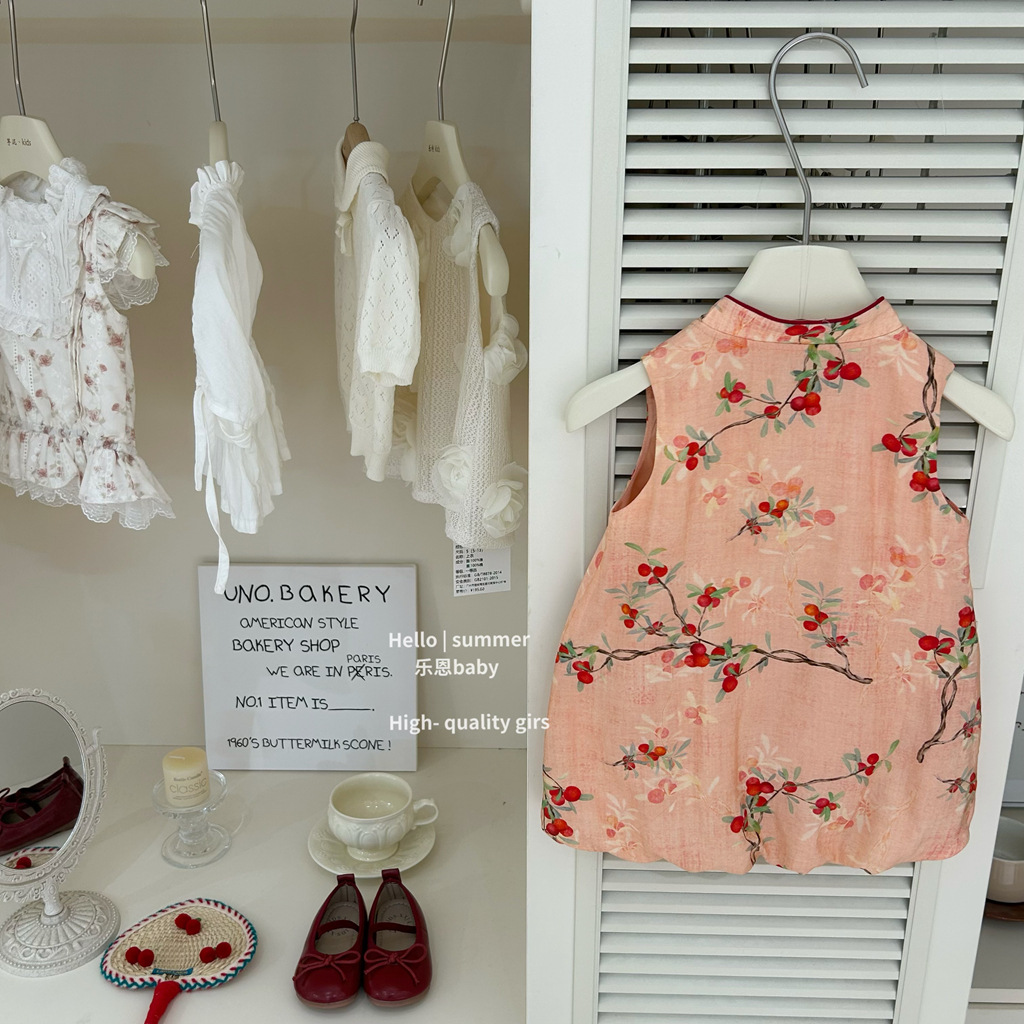 [Le En baby] Nuevo vestido cheongsam chino para niñas Falda de chaleco sin mangas Estilo chino Bebé Hanfu Verano