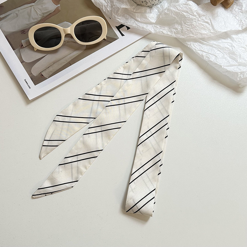 Cinta clásica de lunares, estilo retro, lunares franceses, cintas estrechas y multiusos, pañuelo de seda largo, pañuelo en la cabeza, cinturón para el cabello, cabello atado