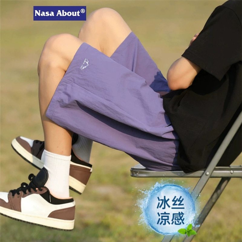 Nasa Ice Silk Quick-Drying Sports Shorts Men's Summer Thin 2026 New Loose Straight Casual Men's Five-Quarter Pants Nasa Ice Silk Quick-Drying Sports Shorts Men's Summer Thin 2026 New Loose Straight Casual Men's Five-Quarter Pants
