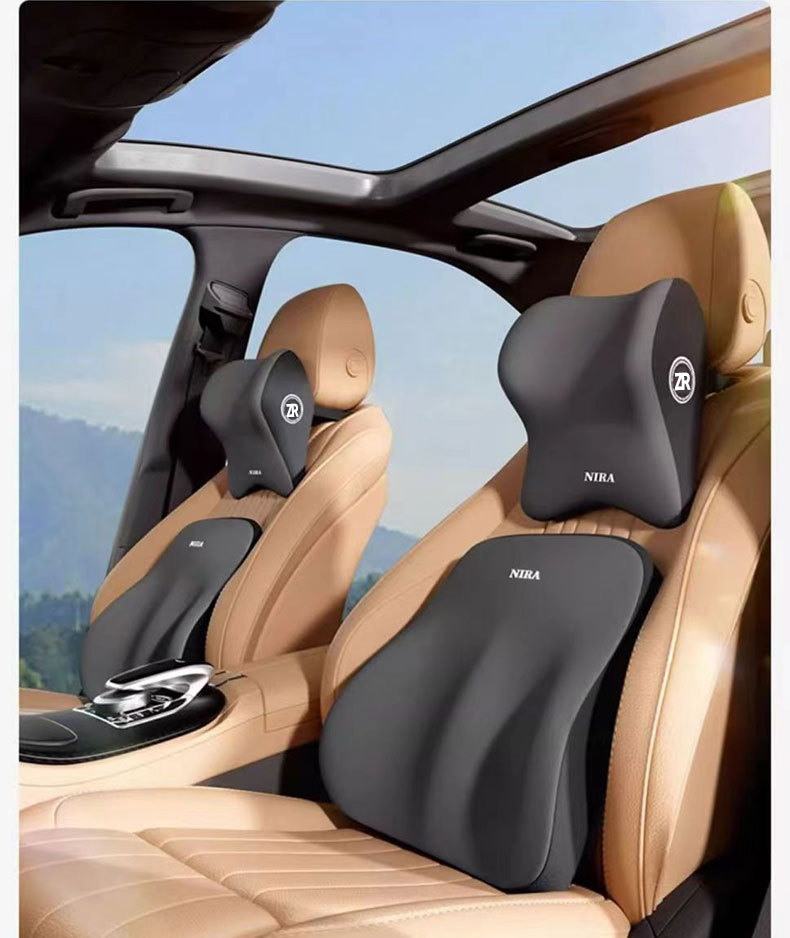 Car Headrest and Lumbar Support Memory Foam Car Cushion for Long Sitting, Neck and Waist Protection Pillow