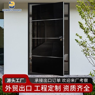 外贸旋转超大宽体偏轴门户外现代简约别墅入户大门复合木质中轴门