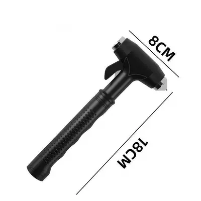 Car safety hammer, tungsten steel tip window breaker, multi-functional flat-head hammer, seatbelt cutter, car emergency escape hammer (Qəza çəkici) - black-tungsten-steel-model-188cm