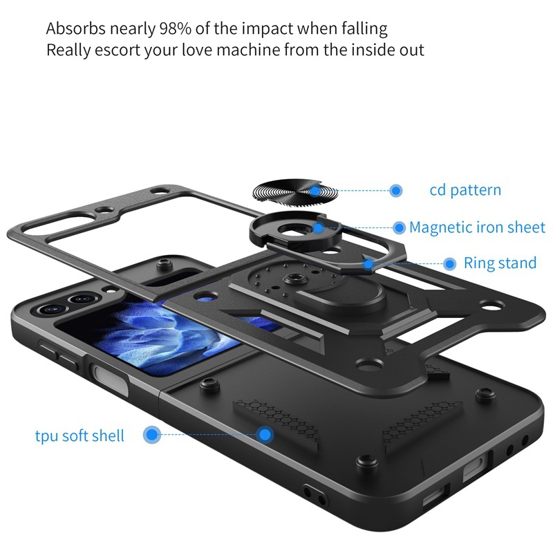Suitable for Samsung Z Flip5/4 ring bracket folding screen up and down flip armor protective cover_voghion.com