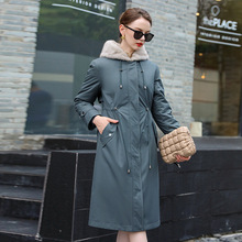 派克服女士长款水貂内胆水貂帽子皮草外套冬装皮毛一体休闲可脱卸