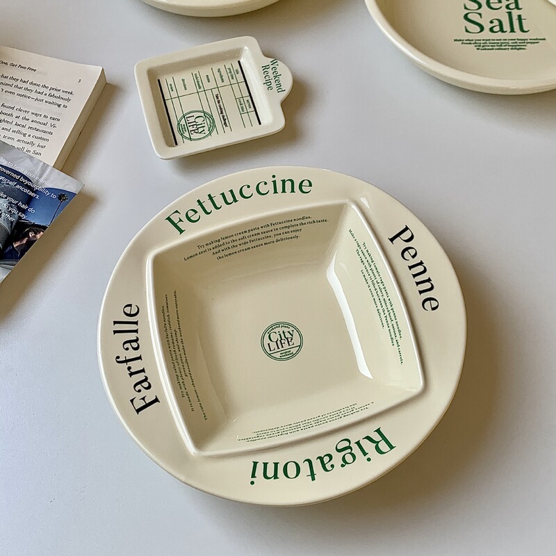 Cream Trendy Internet Trendy Plate Ins Style High-Appearance Dishes Home High-Level Steak Plate Western Food Plate Paginas Plate