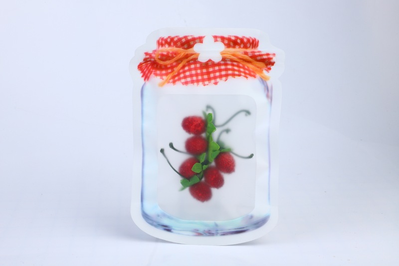 Mason bottle bag food packaging bag factory PE frosted HD sealed self-supporting self-sealing bag shaped bottle bag