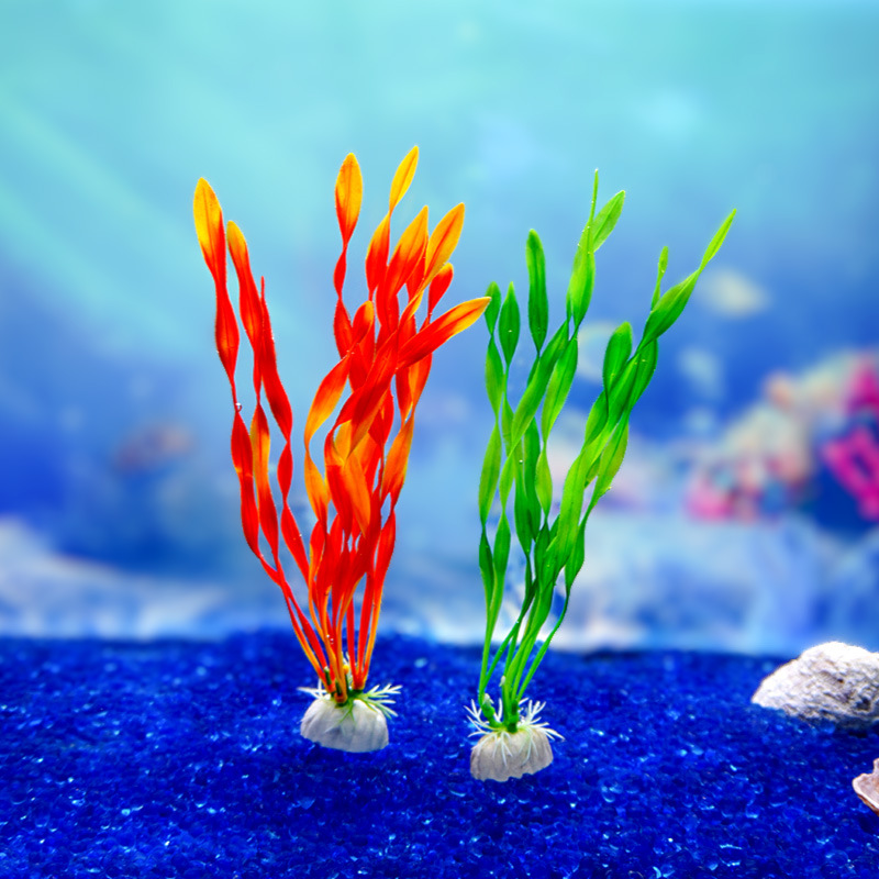 Suministro directo transfronterizo nueva pecera decoración paisajismo plástico simulación algas falsas algas medianas 20-30cm con base