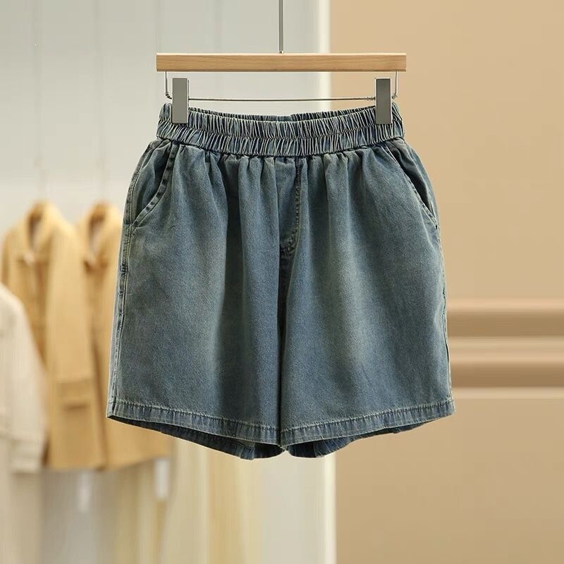 2026 Korean Style Denim Shorts New Summer Thin Elastic Slimming Versatile Wide Plus Size Loose Casual 2026 Korean Style Denim Shorts New Summer Thin Elastic Slimming Versatile Wide Plus Size Loose Casual