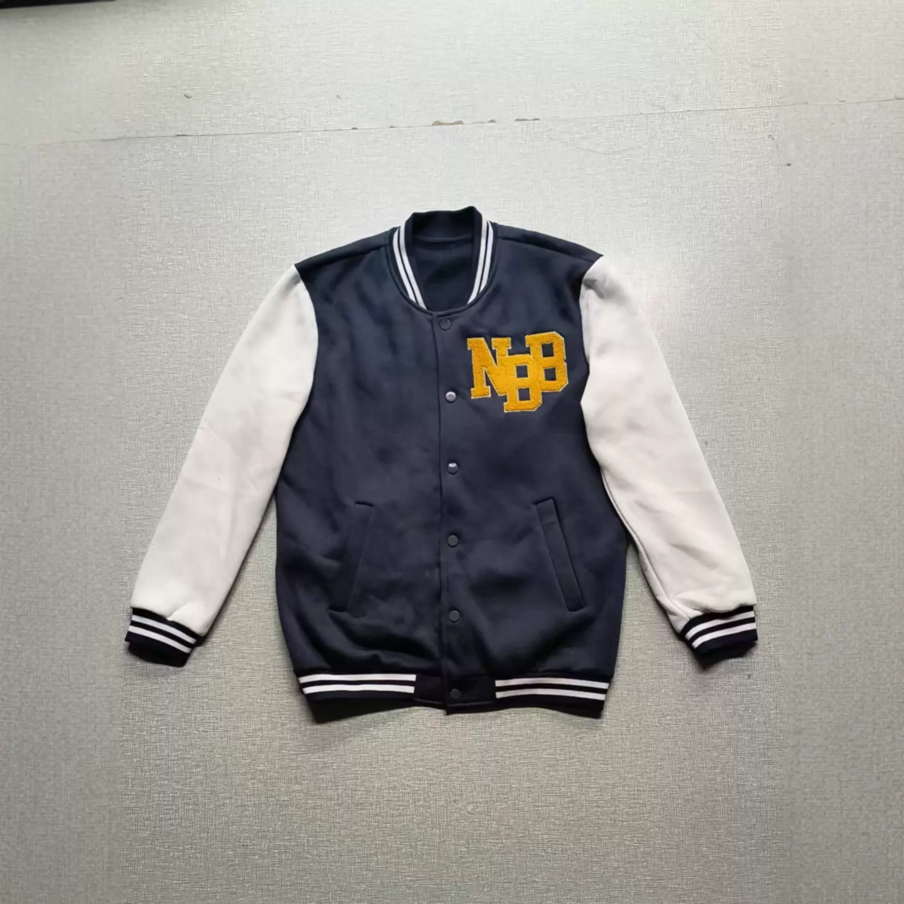 男士棒球服卫衣面料抓绒加厚保暖+毛巾绣