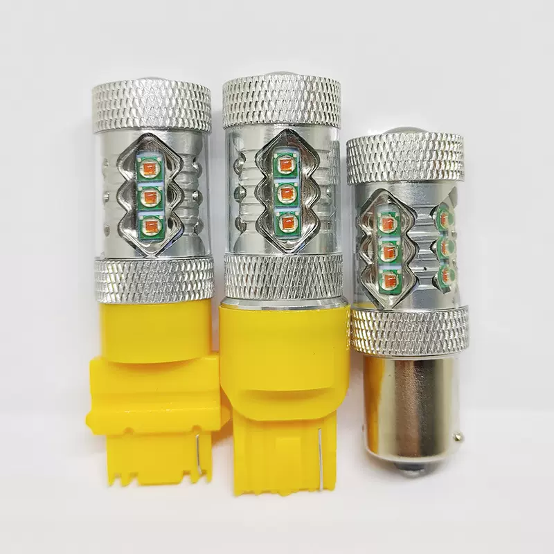 工厂黄光红光白光LED汽车刹车灯80W高亮倒车灯16灯1156 1157 7440