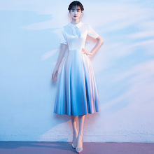 学生大合唱团演出服女长裙气质主持人指挥礼服显瘦诗歌朗诵表演服