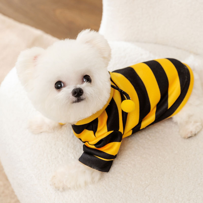 Otoño e invierno lindo abeja pequeña tracción perro suéter gato traje de dos patas mascota Teddy ropa de abrigo