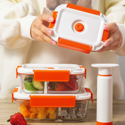 Vacuum preservation box, electric air-exhausting glass lunch box, sealed storage and storage, lunch box for students and office workers, microwaveable