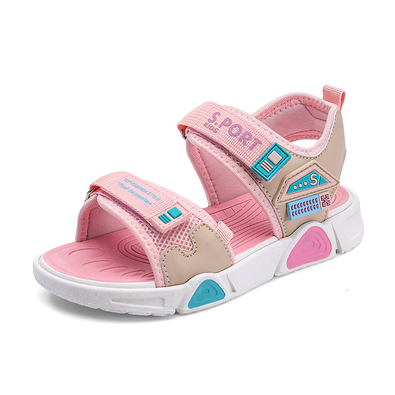 Nuevas sandalias de dedos abiertos para niños, zapatillas antideslizantes suaves para niños, zapatos de playa para niños, azul rosa