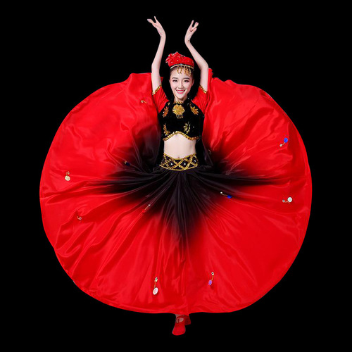 Xinjiang Performance Costume Ethnic Clothing Opening Dance Large Skirt Uyghur Dance Costume Women's Partner Dance Skirt Square Dance Clothing
