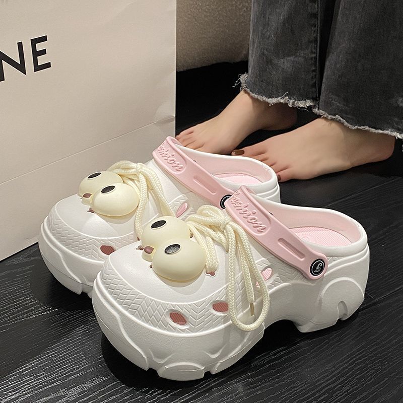 Thick-Soled 2024 New Height-Increasing Non-Slip High-Heeled Shoes Women's Eva Sandals Slippers Clogs Women's Outdoor Cartoon Style
