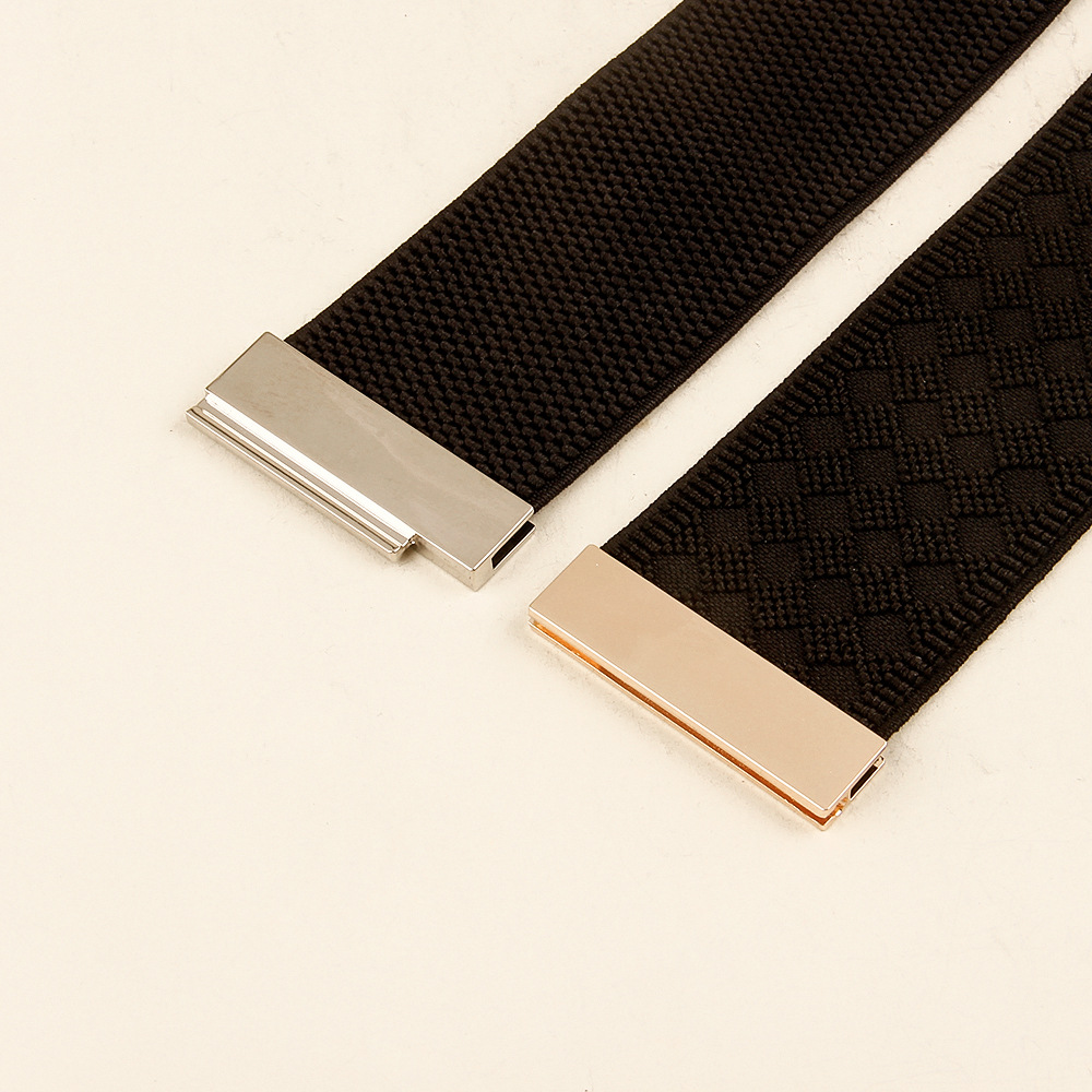 New Elastic Waistband for Women with Elastic Wide Waistband, Slimming Fit, Matching Skirt, Shirt, Coat, Black Waist, and Versatile Outer Layer_voghion.com