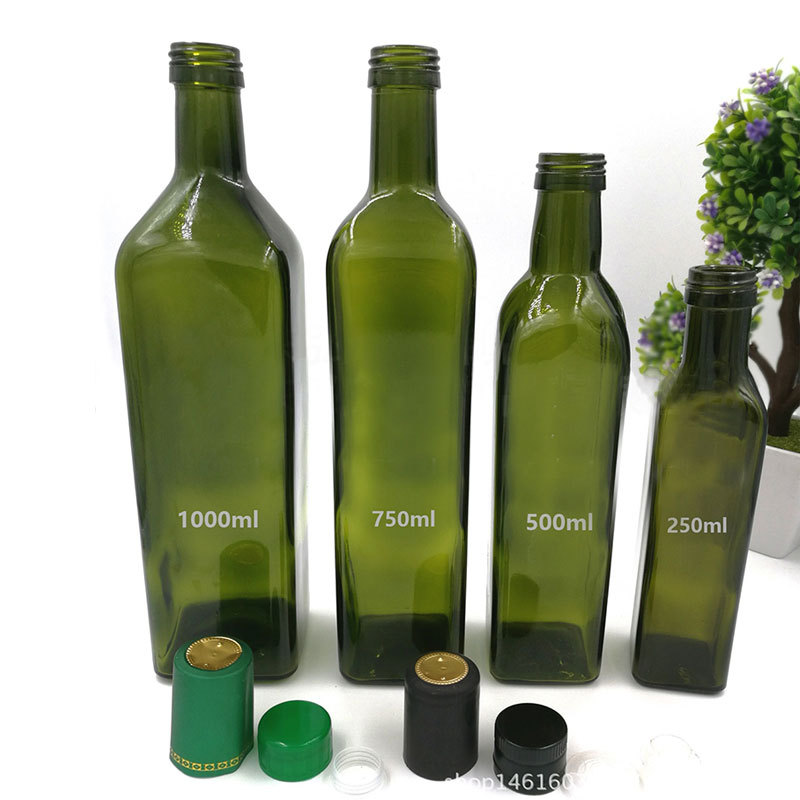 墨绿色橄榄油瓶500ml玻璃瓶家用调味瓶避光玻璃大号油瓶可加印X20