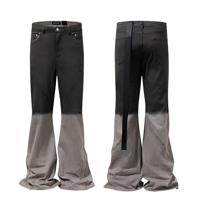 American-Style Black and Gray Gradient High Street Ro Style Flared Trendy Jeans Unisex Versatile Niche Cool Casual Long Pants American-Style Black and Gray Gradient High Street Ro Style Flared Trendy Jeans Unisex Versatile Niche Cool Casual Long Pants