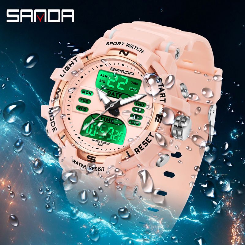 SANDA moda moda reloj electrónico pareja multifunción cuenta regresiva cronómetro deportivo impermeable