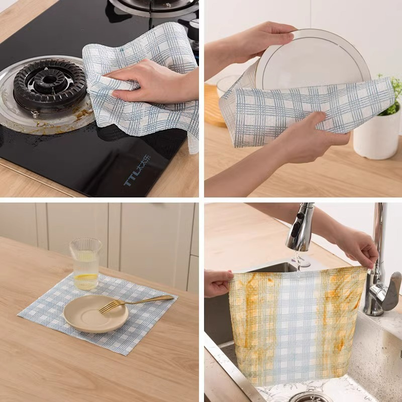 Toallas de cocina desechables secas y húmedas para artículos de limpieza doméstica espesar toallas de lavavajillas toallas de limpieza universal image 4