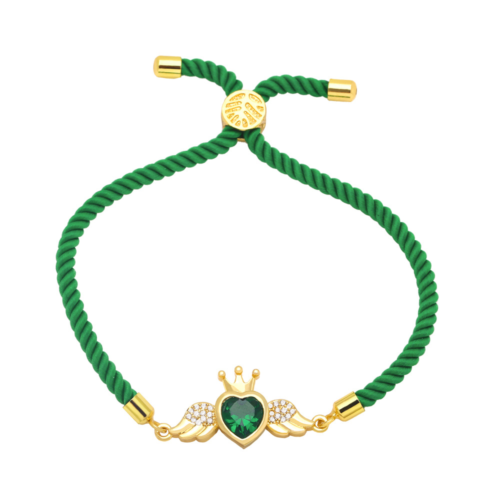 Fashion Cotton string Copper Heart shape Wings Bracelet Zircon Copper Bracelets