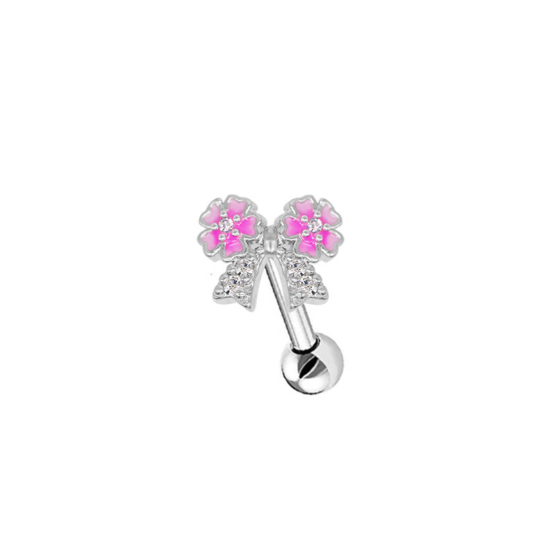 Pink Cherry Blossom Belly Button Ring Body Piercing Jewelry_voghion.com