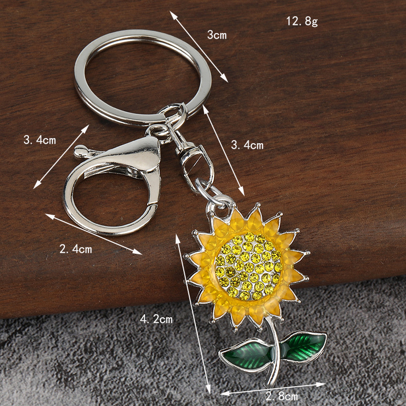Portachiavi in metallo di alta qualità con strass, ciondolo a forma di girasole, albero, fiore, zaino, all'ingrosso_voghion.com