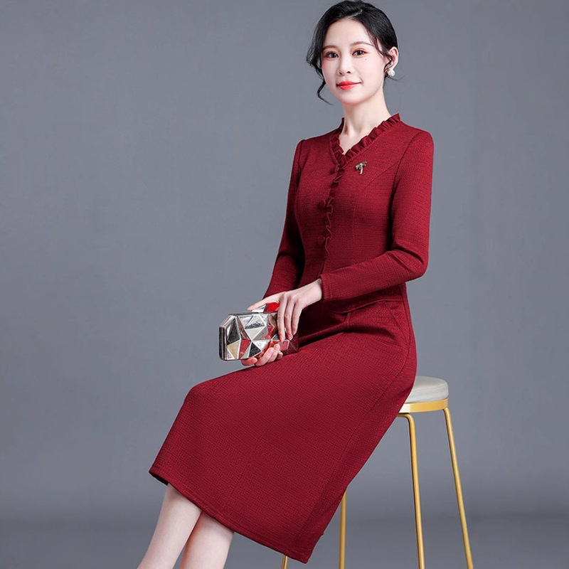 年轻喜妈妈婚礼服高贵旗袍2025连衣裙子秋季平时可穿喜婆婆婚宴装|undefined