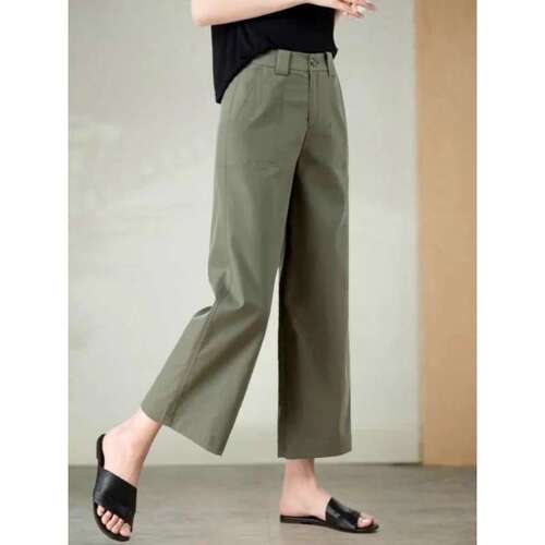 Pure cotton quarter pants for women 2026 new summer pants, thin, small casual sports pants, eight-quarter pants, wide-leg pants