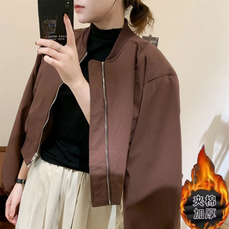秋季显高短款甜酷棒球服女立领小个子休闲外套韩版夹克简约显瘦|undefined