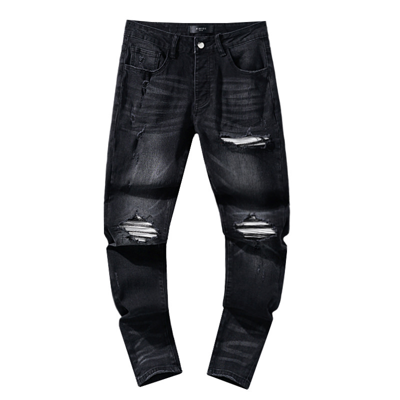 跨境欧美PurpleBrand牛仔裤jeans水洗做旧复古破洞泼墨潮流直筒|undefined