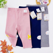 工厂跨境新款婴幼儿全棉长裤儿童弹力纯色裤子女宝松紧春秋打底裤