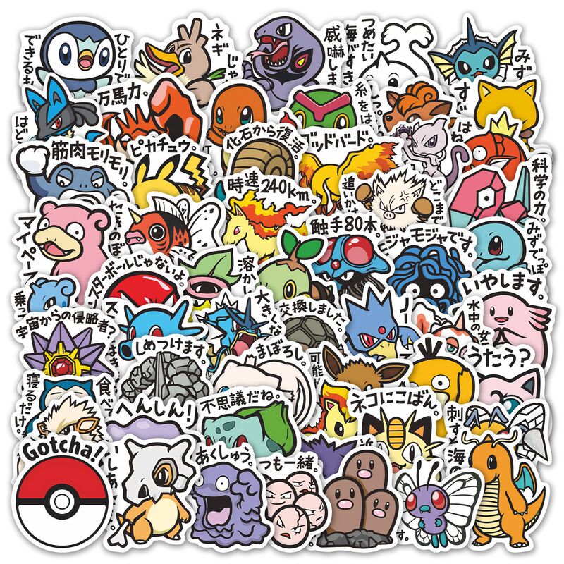 56 Pokemon Cartoon Pokemon Stickers Luggage Trolley Case Waterproof Cartoon Waterproof Decorative Stickers