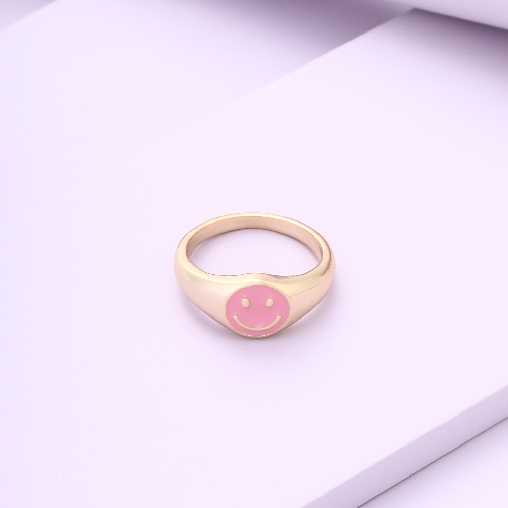 new fashion cartoon drip oil smiley face ring wholesale nihaojewelry