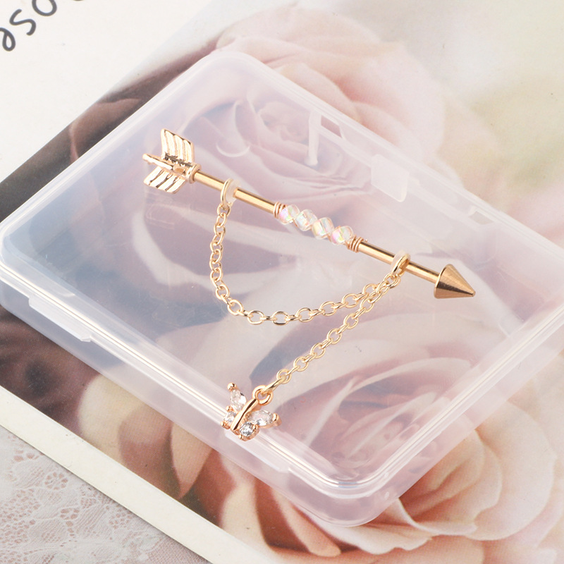 Industrial Rod Ear Chain Handmade Beads Star Dangle Long Earring Stainless Steel Black detail image 8