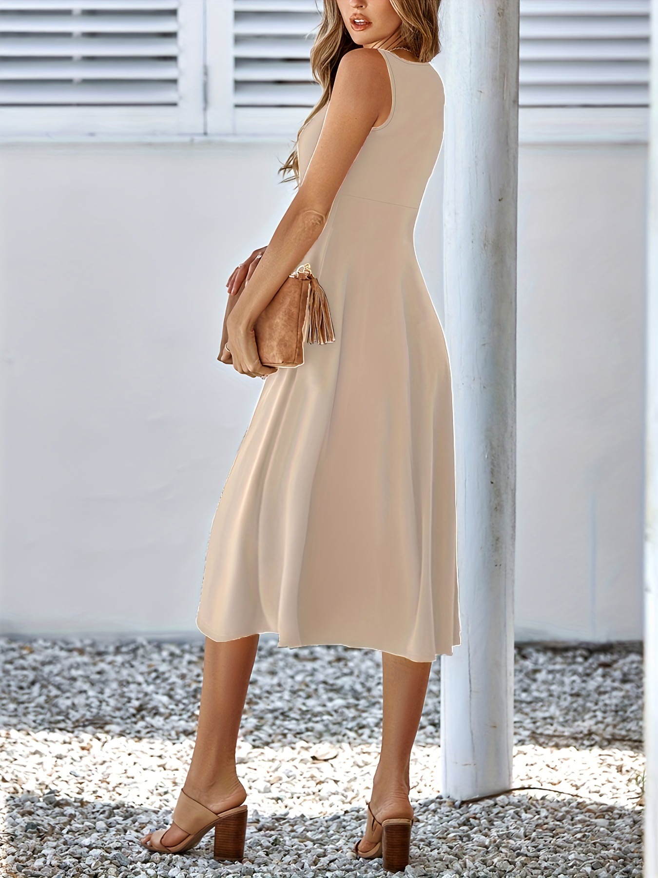 Solid Color Sleeveless Sexy Dress Slim Fit Women