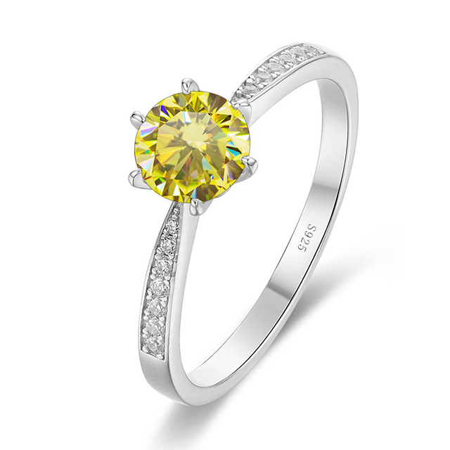 1 quilates 2 quilates de piedra de mosaico 925 plata esterlina pt950 anillo femenino con seis garras fabricantes Zhou suministro directo