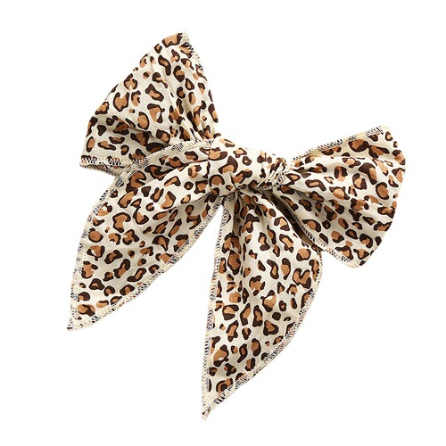  Spring New Cotton Printed Hair Clip Children and Girls Bow Ponytail Hair Clip Princess Leopard Print Headdress
