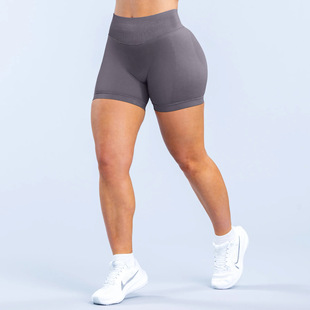 Cross-border Europe and the United States three waist pleated hip low waist fitness sports shorts women's seamless quick-drying breathable yoga shorts