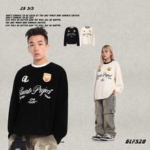 GLFS 国潮简约字母长袖卫衣 小众撞色华夫格男式上衣街潮运动衫BF